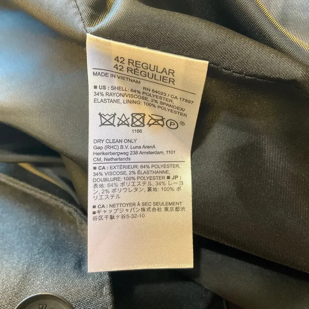 NWT Banana Republic Tailored Fit Sport Coat Blazer 42R Gray Stretch Suit Jacket